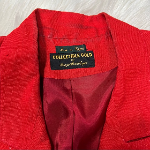 Vintage Red Linen Skirt & Blazer Suit - Picture 7 of 16